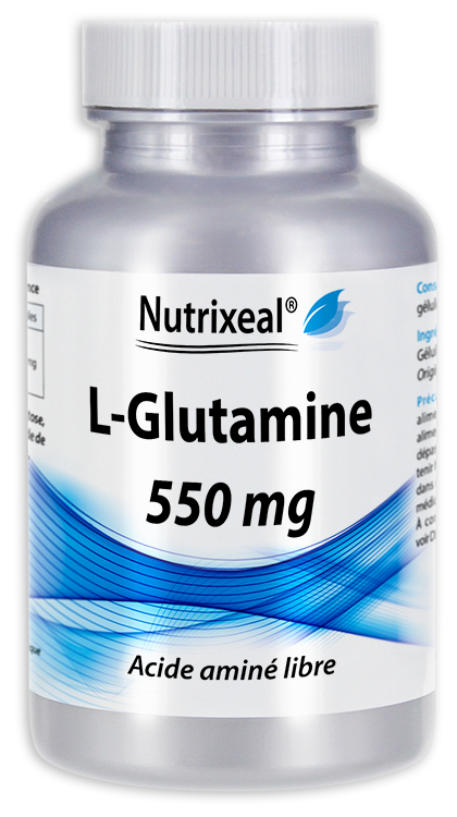 L-GLUTAMINE 550 mg 100% pure - Nutrixeal - 60, 200 gélules L-GLUTAMINE 550 mg 100% pure - Nutrixeal - 60, 200 gélules